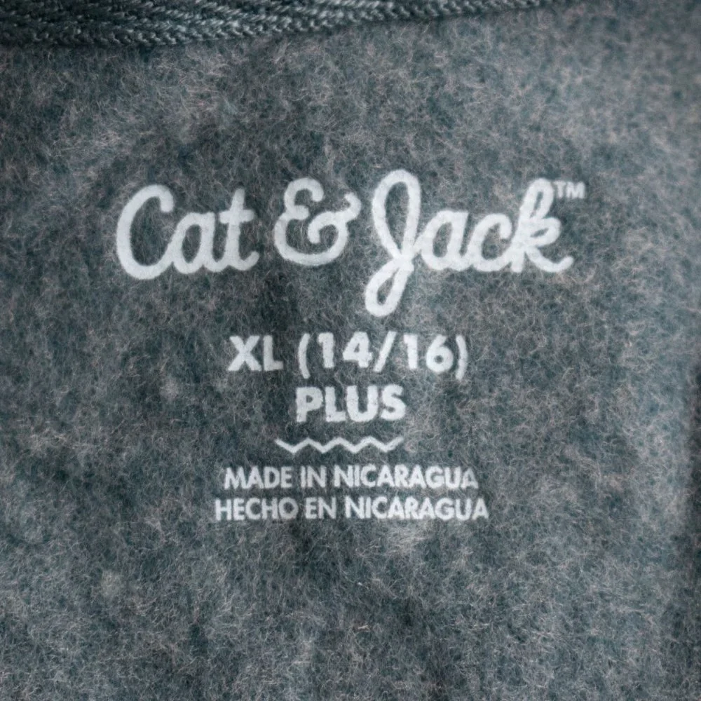 Cat &‎ Jack Girls' Dark Green Gold Stars Zip-Up Fleece Hoodie